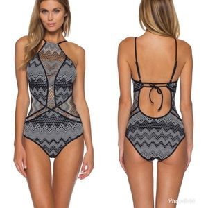BECCA Aurora Crochet High Neck One Piece Swimsuit